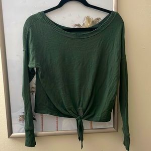 abercrombie and fitch dark green tie front top